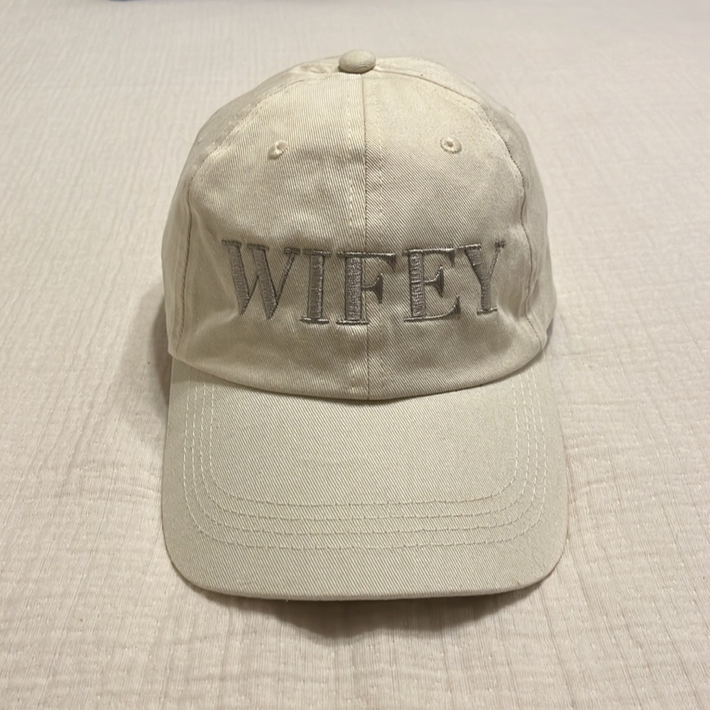 NEW Elegant Wifey Embroidered Cap - Cream